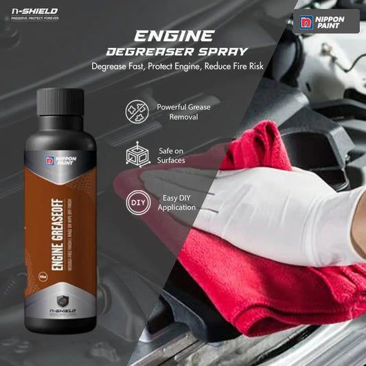 Nippon Paint n-Shield Engine Degreaser Spray 250ml | Powerful Engine Cleaner, Removes Oil, Dirt, Non-Corrosive | No. 1 Paint In Asia Pacific