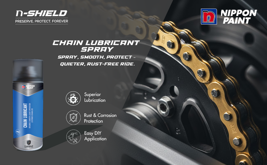 Nippon Paint n-Shield Chain Lubricant Spray 150ml | Reduces Friction, Ensures Smooth & Quiet Operation, Protects Bike & Motorcycle Chains